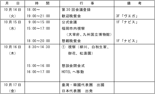 日程表